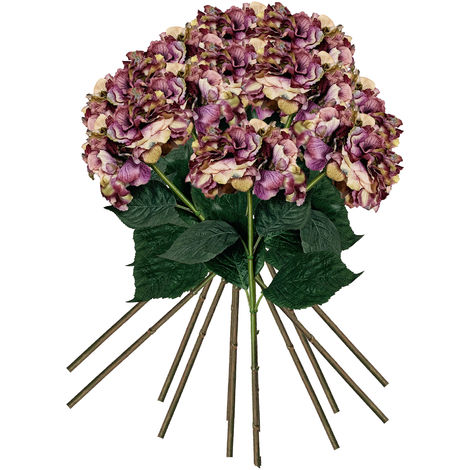 Pack de 12 ramos de hortensias con tacto natural 88 cm con flores de Ø20 cm