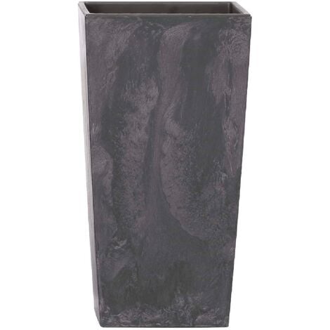 Maceta alta 26,6 L Prosperplast Urbi Square Effect de plástico CON depósito en color Antracita, 50 (alto) x 26,5 (ancho) x 26,5 (profundo) cms