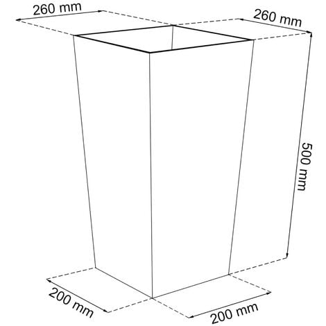 Maceta alta 26,6 L Prosperplast Urbi Square Effect de plástico CON depósito en color Antracita, 50 (alto) x 26,5 (ancho) x 26,5 (profundo) cms