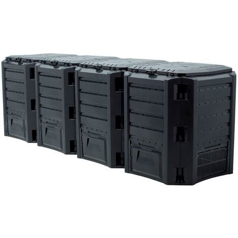 Compostador 1600 L Prosperplast Compogreen Module de plástico en color Negro, 82,6 (alto) x 261 (ancho) x 71,9 (profundo) cms