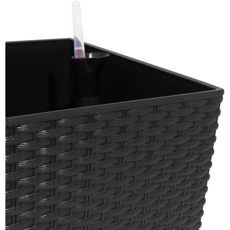Jardinera alta rectangular 30 litros con autorriego color antracita 60 x 25 x 46 cm con patas