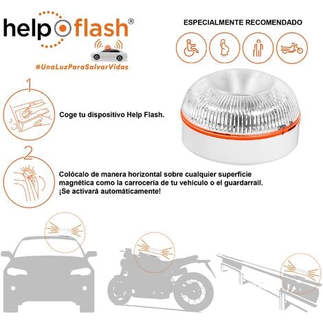 Help Flash - Luz de Emergencia - Señal V16 para Coche Homologada DGT - Help  Flash V.2 - Señalización Inmediata en Caso de Emergencia - Dispositivo V16  Visible a 1Km - Activación Automática y Manual