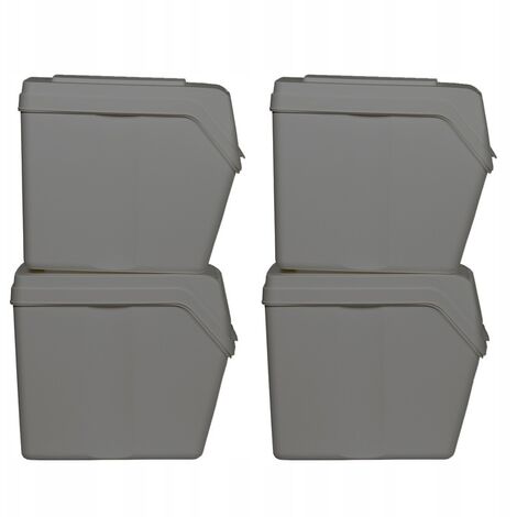 Set de 4 cubos de basura KEDEN SORTIBOX para reciclado, gris, volumen 80L