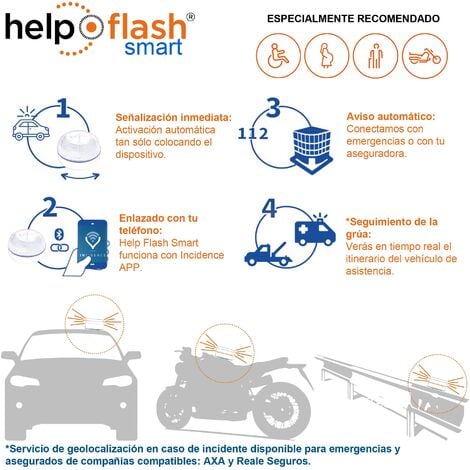 Help Flash - Luz de Emergencia Autónoma - Señal V16 de Preseñalización de  Peligro, Homologada DGT. : : Jardín