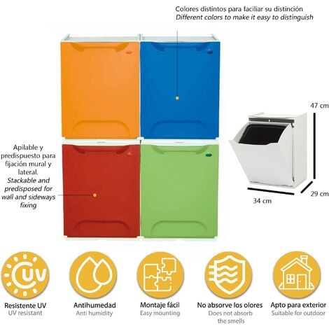 Papelera reciclaje en polipropileno con depósito interior de 20L ArtPlast