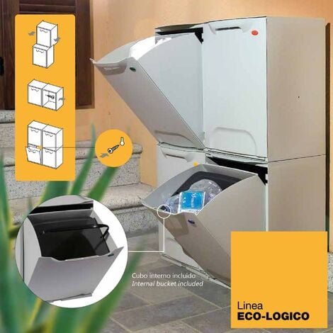 Papelera reciclaje en polipropileno con depósito interior de 20L ArtPlast