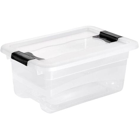 Cubo de almacenaje con Tapa, Plástico, Transparente, 4 l