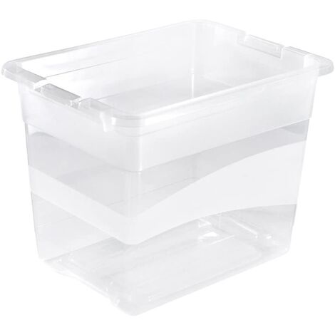 2x Cubo de almacenaje con Tapa, Plástico, Transparente, 24 l