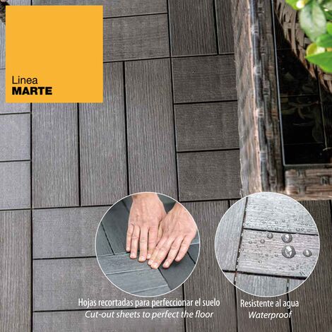 ArtPlast Baldosa para terraza exterior de 55,5 x 55,5 cm efecto cruzado –  Colección Marte  - Gris Claro