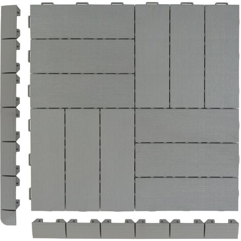 ArtPlast Baldosa para terraza exterior de 55,5 x 55,5 cm efecto cruzado –  Colección Marte  - Gris Claro
