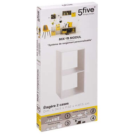 Estantería madera 2 estantes mezcla natural blanco