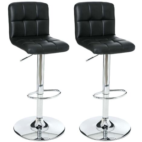 CLP Juego De 2 Taburetes De Bar Montreal - Altura 85 Cm, Simil Cuero, Reposapiés, Color Negro Y Acero