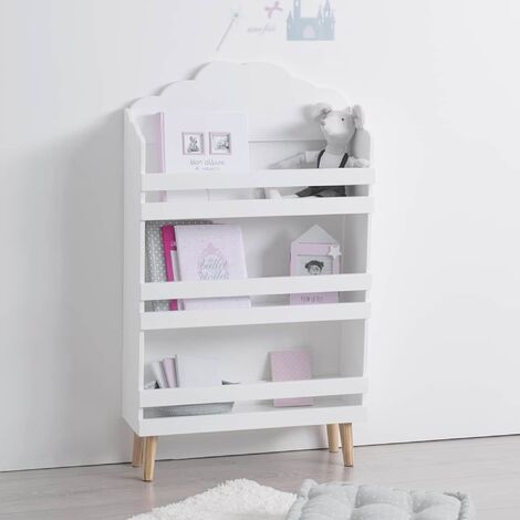 Estantería estándar Infantil para Libros,Blanco,MDF y PB,H107cm