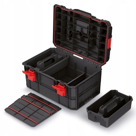XPOtool Caja de herramientas vacía 50x27x27cm almacenamiento bandeja  maletín con cierre organizador