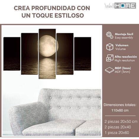 Pintura decorativa de 5 piezas en MDF. WELL HOME