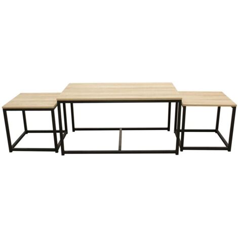Set 3 Tavolini Puzzle In Poliestere – Colori Beige/nero, Dimensioni 45x45x36 Cm, Per Soggiorno O Camera