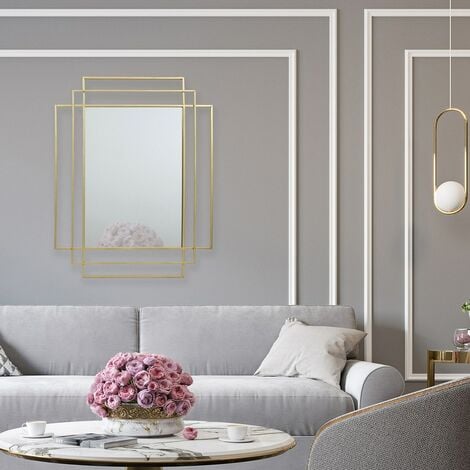 Espejos de pared grandes para sala de estar, retrovisores dorados