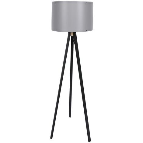 Lámpara De Pie Trípode Tanganica - Negro, Pantalla Beige PVC, 140 Cm, Casquillo E27 (hasta 60W)