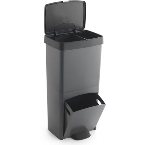cubo de reciclaje ecológico 36 litros de 3 compartimentos (2 de 8 l + 1 de  20 l), reciclaje de basura