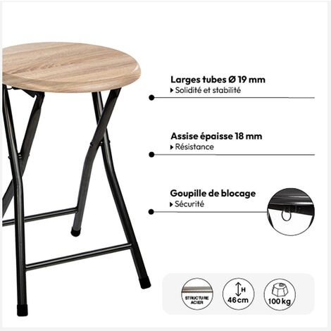Taburete plegable en panel de madera MDF