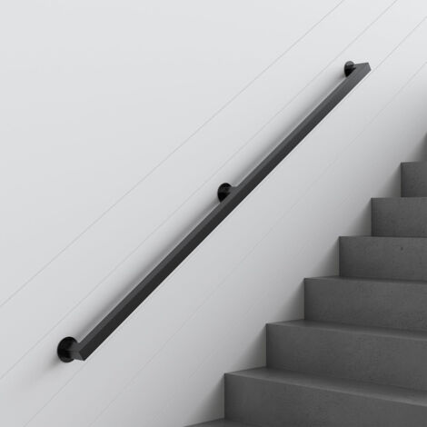 Main Courante d'escalier de Tuyau de Fer forgé, Main Courante de Barre de Garde de rétro de Barre de Garde d'eau de Couloir de Tuyau de Fer de Vent Industriel, Noir,360cm