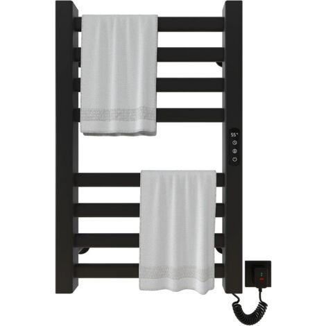 Seche Serviette Electrique 450x700mm Porte Serviettes Chauffant Porte-Serviettes électrique Intelligent Radiateur Porte-Serviettes, Chauffage en Fibre de Carbone, Anthracite-Black Right (1/5)