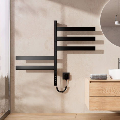 Thermostat Connecté Radiateur Electrique ZOYI Baignoire Sèche-Serviettes électrique à Rotation à 180°, Radiateur De Bain électrique Sèche-Serviettes, Sèche-Serviettes Baignoire électrique Chauffe Serviette