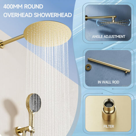 Pommeau de douche rond PromoHome 25 cm - Noir, haute pression, autonettoyant, réglable