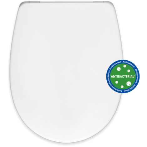Abattant WC antibactérien déclipsable à frein de chute – Plastique thermodur – Fixation par le dessus – Dimensions 40,5 x 37,1 cm – Bemis