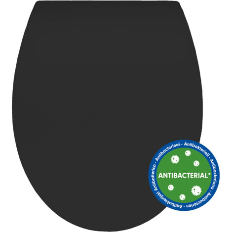 Abattant WC déclipsable antibactérien avec frein de chute – Mat Duroplast noir – Fixation inox anti-rouille – Installation rapide – Bemis