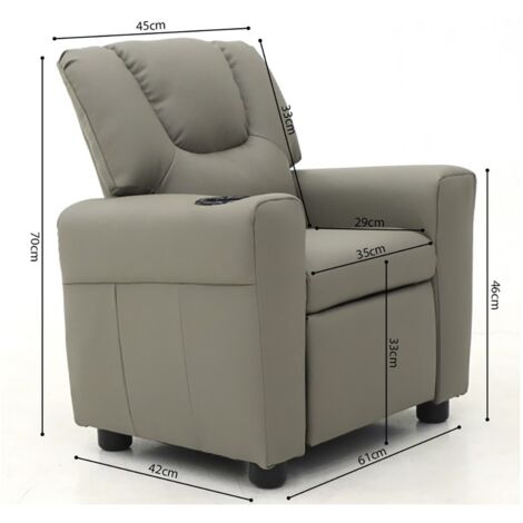 Mini sillón relax ITCHI reclinable manualmente material PU color gris.
