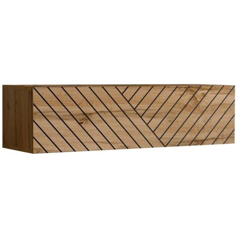 Mueble de TV suspendido 120cm efecto roble con frente fresado. Colección SWITCH. (1/2)