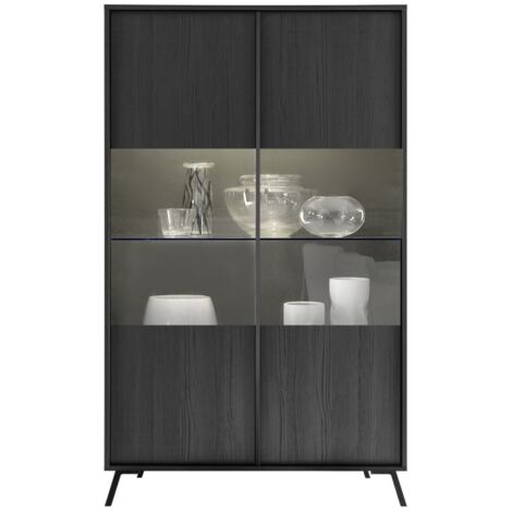 Vitrina 2 puertas colección SKY. Color roble negro (1/3)