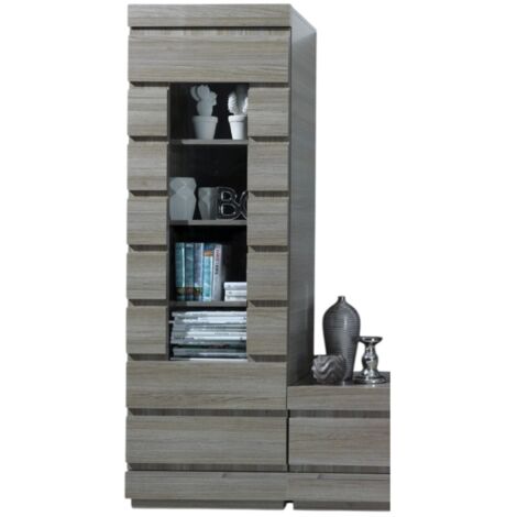 Vitrina DUCAL - 1 Puerta - Color Efecto Madera Gris - 60 x 50 x 185 cm (1/3)