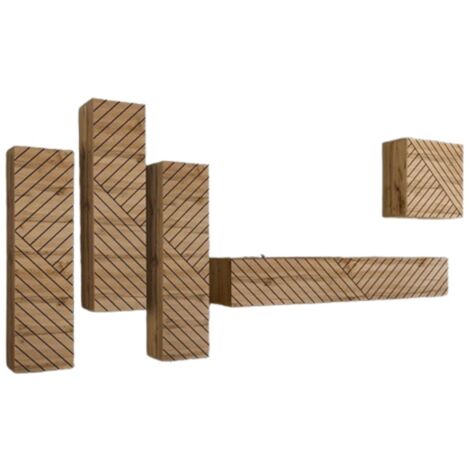 Conjunto mueble salón SWITCH III – Roble Wotan – Acabados efecto roble fresado – Diseño moderno