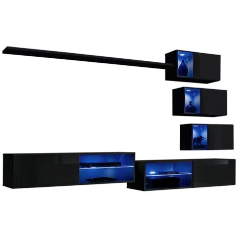 Pared De Armario Switch XXIV Wotan: Asamblea De Muebles LED De Alto Brillo Push-Click (260x170x40 Cm)