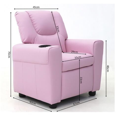 Mini sillón relax ITCHI reclinable manualmente material PU color rosa.