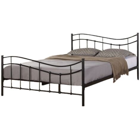 Cama ODETTE 160x200 cm – Metal negro – Somier incluido – Elegancia y robustez (1/4)