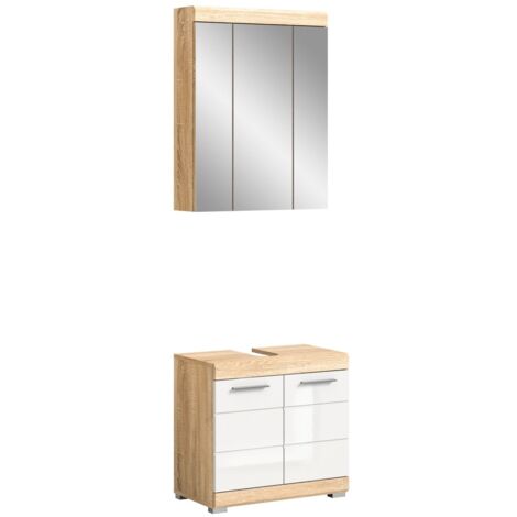 Burgbad Rocio set di mobili da bagno, con armadietto a specchio rovere decor urban, lavabo