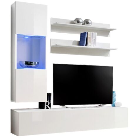 Mobile TV FLY H3 design, colore bianco lucido. Mobile sospeso moderno e ...