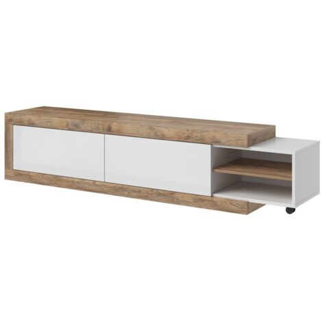 Meublorama Buffet XL 220 Cm – Collezione Sinatra, Colori Rovere E Bianco Lucido, 3 Porte E 3 Nicchie, Design Moderno