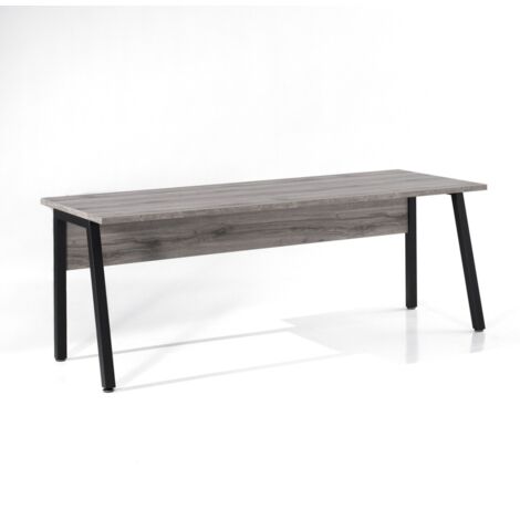 Scrivania professionale retta 200cm in quercia grigia Sherman e nero - Collezione SOON