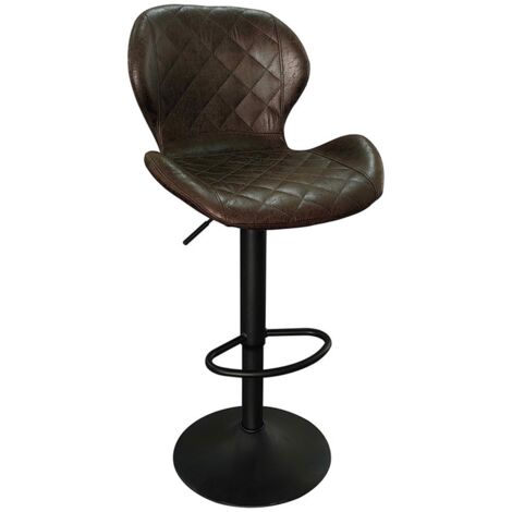 Tabouret de bar style vintage coloris brun foncé. Collection MABEL (1/5)