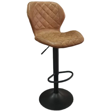 Sgabello Da Bar Industriale Regolabile In Altezza 61-71 Cm - Seduta In Legno Girevole - Vintage