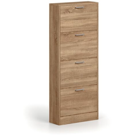Scarpiera Stretta In MDF Rovere: 3 Ante Ribalta - Mobile Porta Scarpe Per Ingresso E Bagno