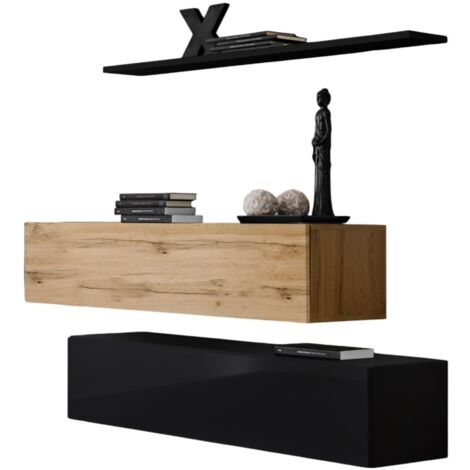 Cornice Moderna New Modern Nero Lucido 80x100 Cm - MDF Con Vetro Sintetico, Realizzata In Germania - 2
