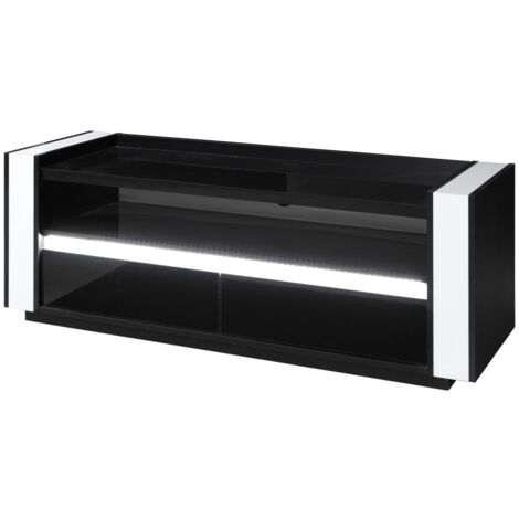 Mobile TV LINA nero e bianco con LED – 143 x 50 x 52 cm (1/3)