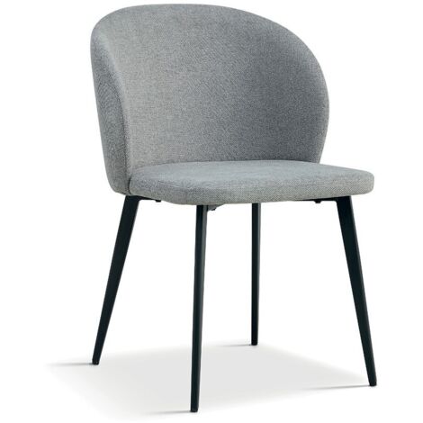 Sedia rivestita in tessuto per sala da pranzo colore grigio chiaro. Collezione HARDIN (1/5)