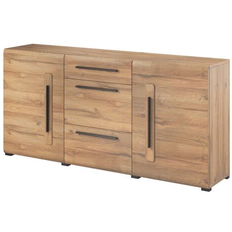 Buffet 180cm collezione BREDA con due porte parzialmente vetrate e tre cassetti. Colore Rovere (1/5)