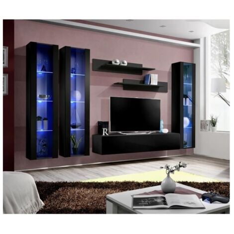Mobile TV FLY C2 design, colore nero lucido. Mobile sospeso moderno e ...